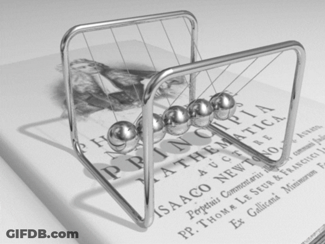 Newton Pendulum On Top Of A Book GIF