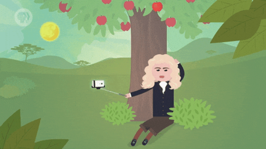 Newtons First Law Apple Falling From Tree Animation GIF