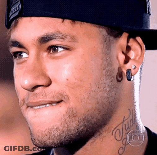 Neymar Jr. Football Lip Bite Charming GIF