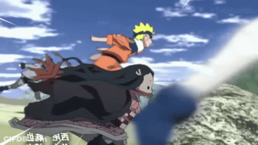 Nezuko Running Beside Naruto GIF