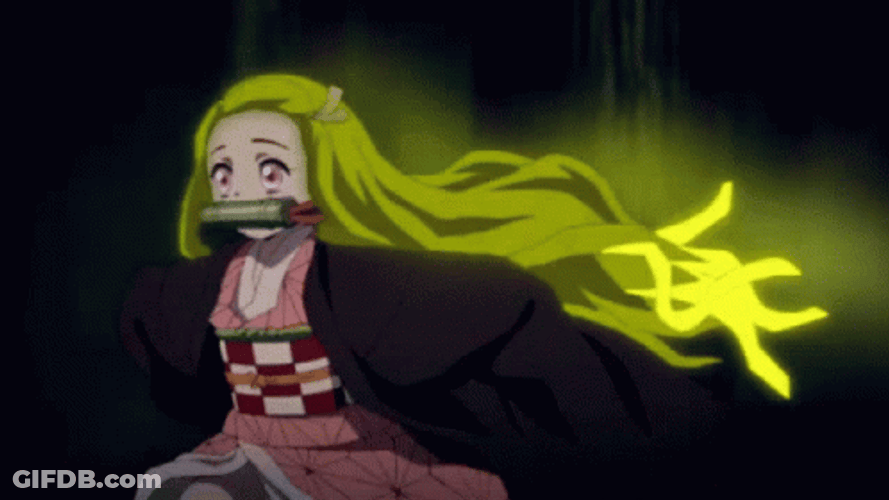 Nezuko Running Hair Changing Hue GIF