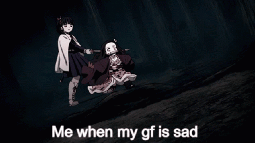 Nezuko Running When GF Is Sad Meme GIF