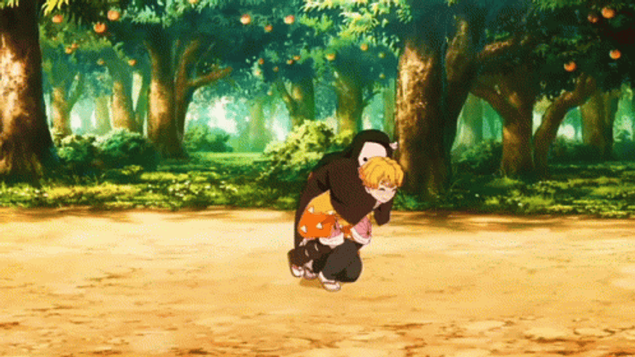 Nezuko Tanjiro Running And Jumping On Mountains GIF