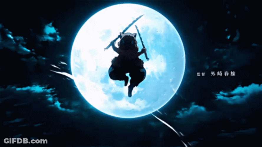 Nezuko Vs Daki Fighting Under Moonlight GIF