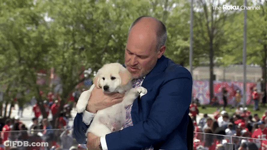 NFL Draft Commentator Rich Eisen Cuddling Puppy GIF