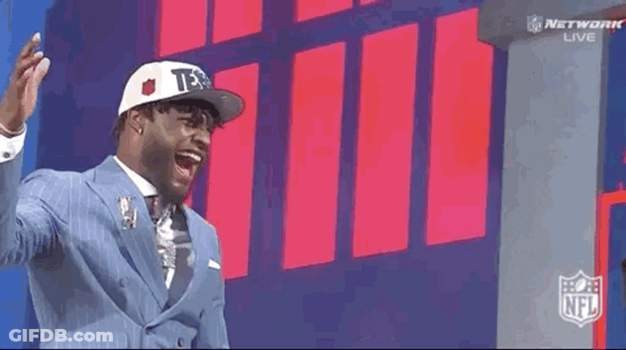 NFL Draft Pick Player Rejoicing High Five GIF