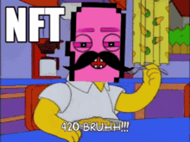 Nft Pixelated Face Homer Simpson 420 Bruh GIF
