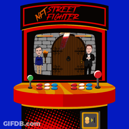 NFT Street Fighter Two Men In Front Of Door GIF