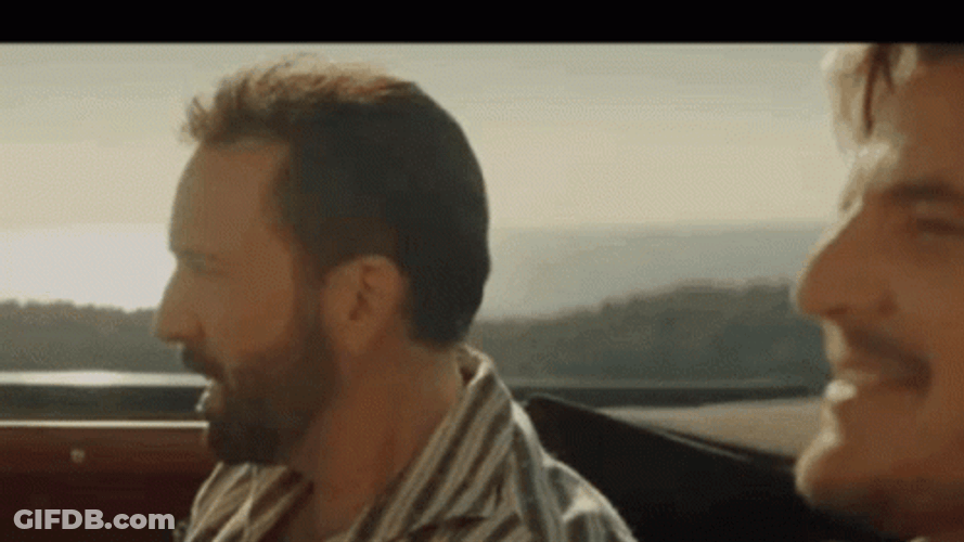 Nic Cage Car Ride With Pedro Pascal GIF