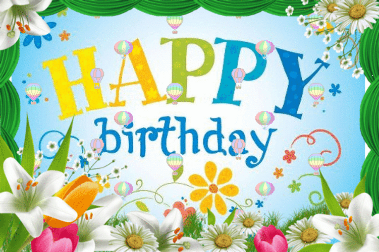 Nice Animated Happy Birthday Floral GIF