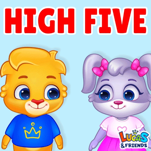 Nice Job Lucas And Rubi High Five GIF