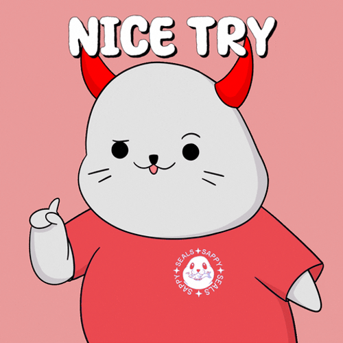 Nice Try White Seal With Red Horns GIF