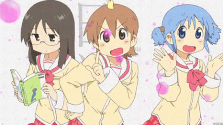 Nichijou Girls Dancing Kawaii GIF