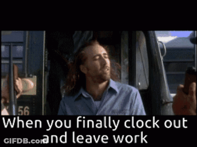 Nicholas Cage Leaving Work GIF