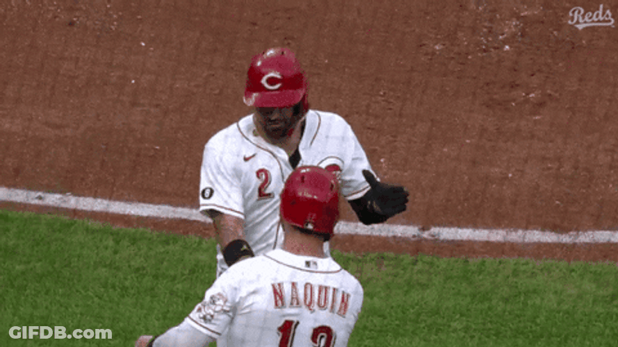 Nick Castellanos Doing Hand Shake With Naquin GIF