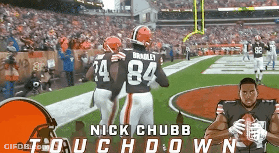Nick Chubb Low Five With Teammate GIF