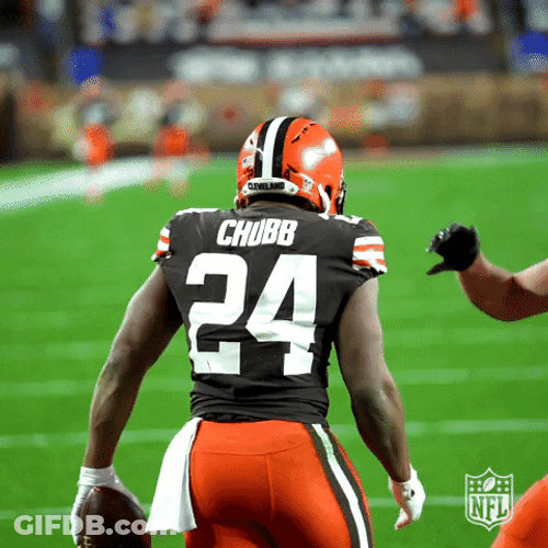 Nick Chubb Teammates Tapping His Helmet GIF