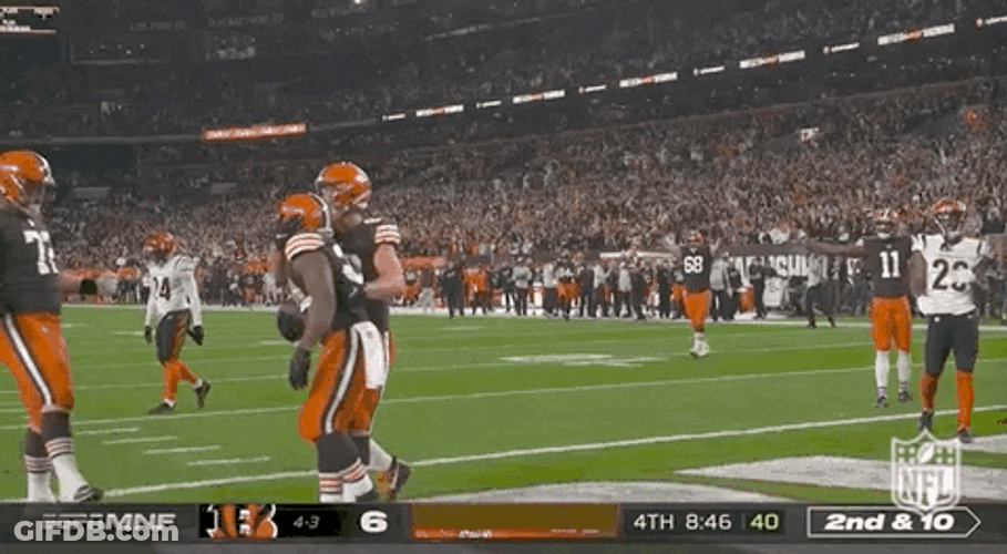 Nick Chubb Touchdown Celebration With Fellow Members GIF
