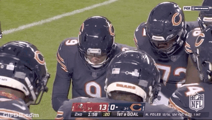 Nick Foles Discussing With Chicago Bears Teammates GIF