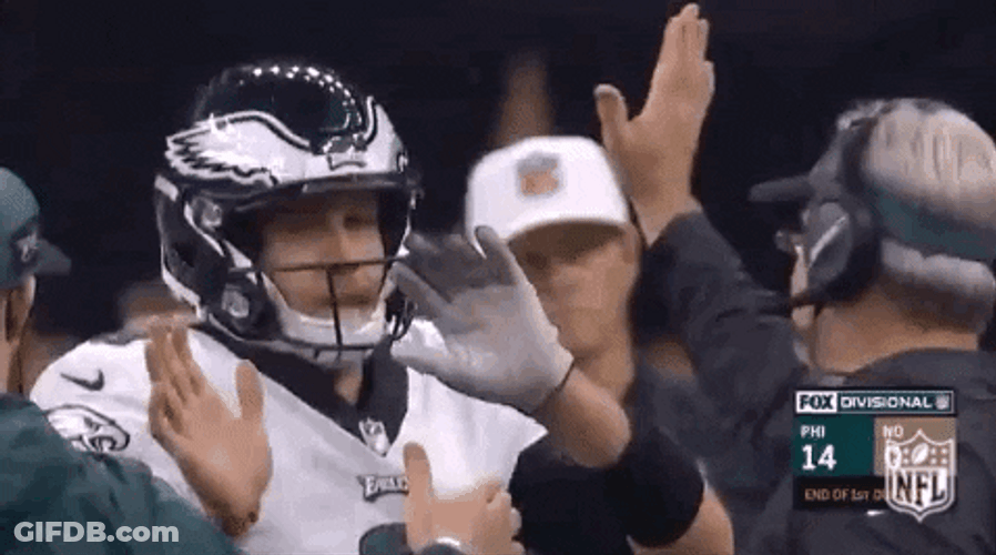 Nick Foles High Five With Philadelphia Eagles Coach GIF