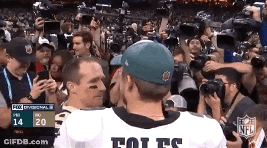Nick Foles Speaking With Drew Brees GIF