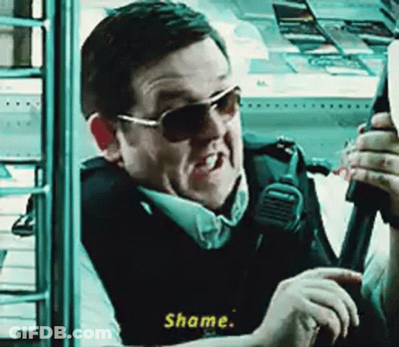 Nick Frost Shame Loading Gun GIF
