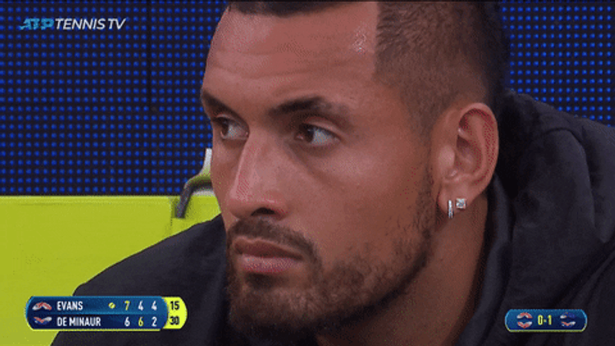 Nick Kyrgios Shaking Head While Rolling Eyes GIF