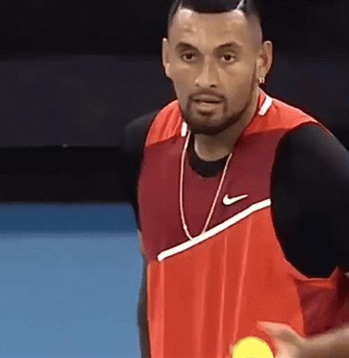Nick Kyrgios Wiping His Face With Ball GIF