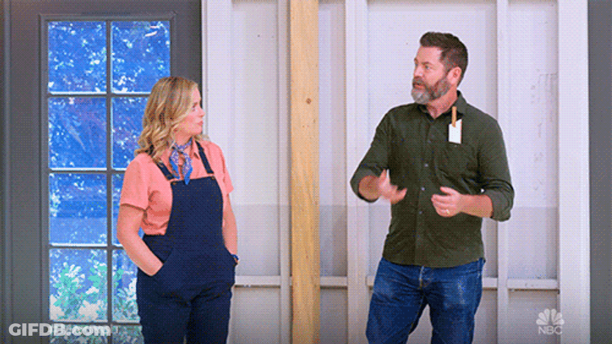 Nick Offerman Teaches Bad Dancing To Amy Poehler GIF