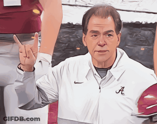 Nick Saban Gesturing Hook Em Sign GIF