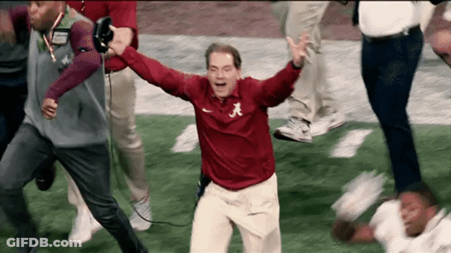 Nick Saban Running Win GIF