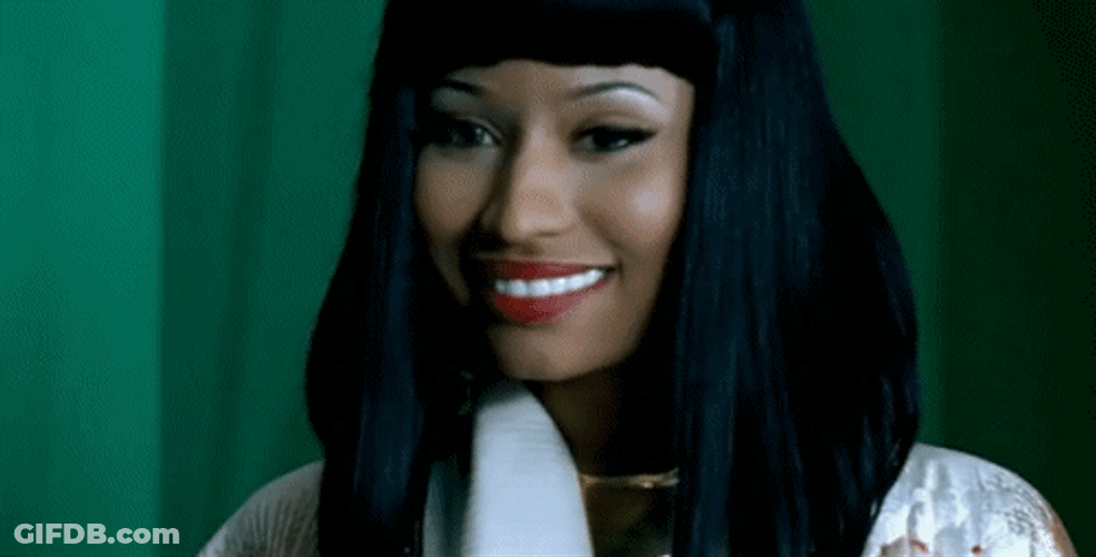 Nicki Minaj Fading Smile Blank Stare GIF