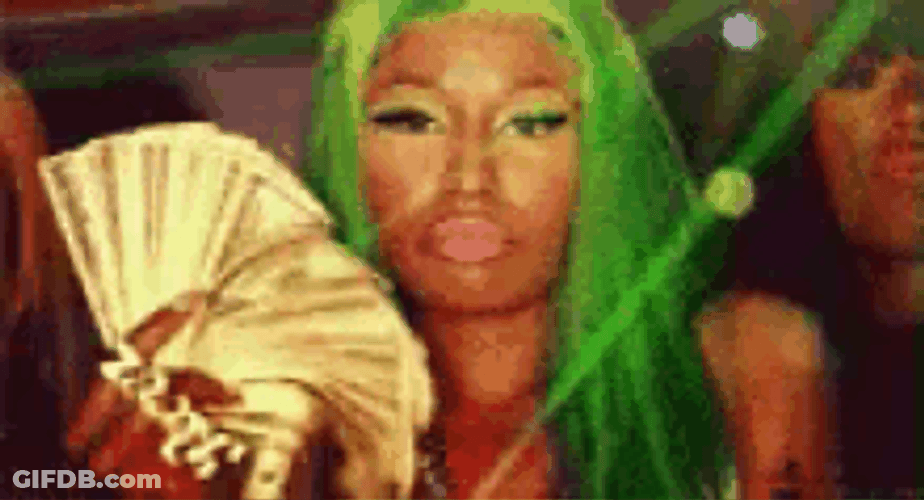 Nicki Minaj Money Bags Fanning Cash GIF