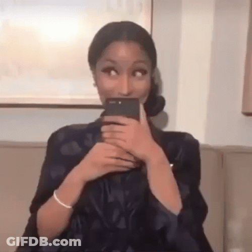 Nicki Minaj Oop Reaction To Unexpected Message Received GIF