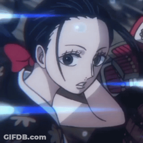 Nico Robin Staring Intently With Red Ribbon GIF