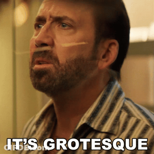 Nicolas Cage Annoyed Reaction It's Grotesque GIF