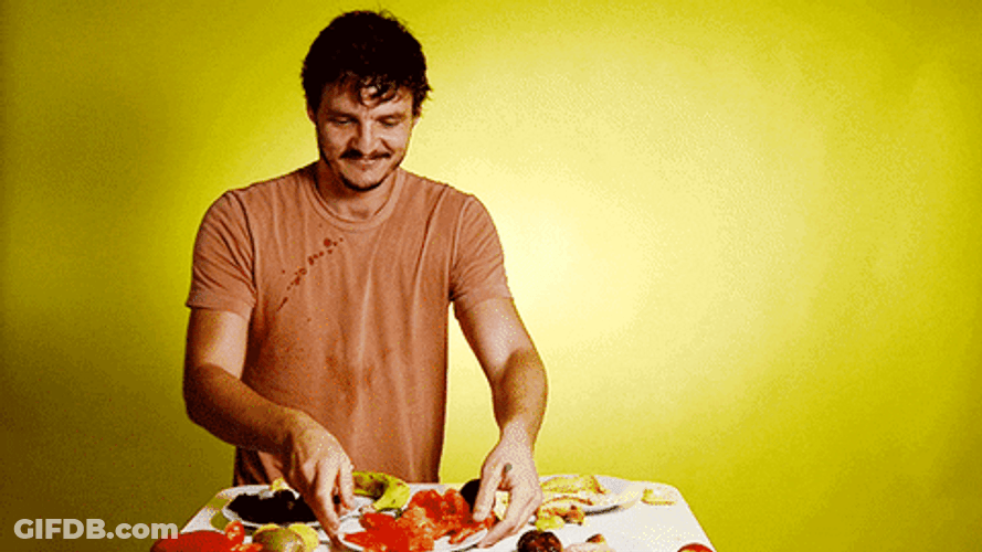 Nicolas Cage Pedro Pascal Food Talk GIF