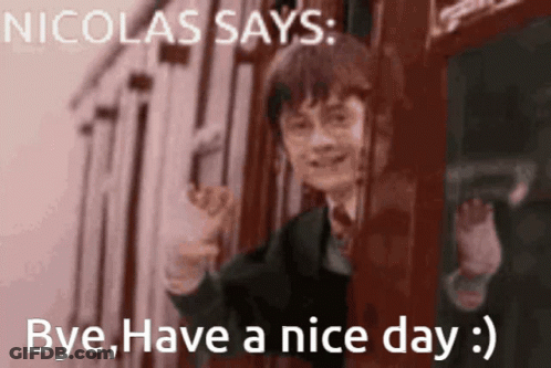 Nicolas Says Bye Have A Nice Day With Harry Potter GIF