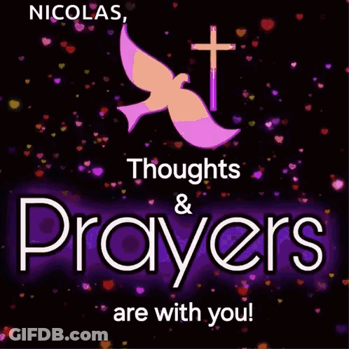 Nicolas Thoughts And Prayers Are With You With A Dove And Cross GIF