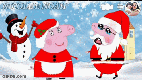 Nicole E Noah Shows A Pig Dressed As Santa GIF