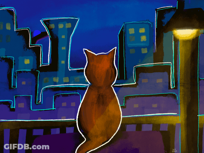 Night City Cat Art GIF
