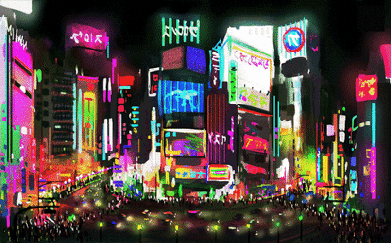 Night City Colorful Lights GIF