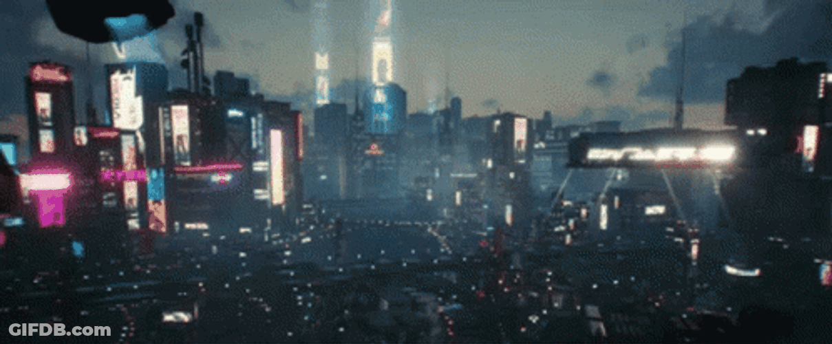 Night City Flying Vehicle GIF