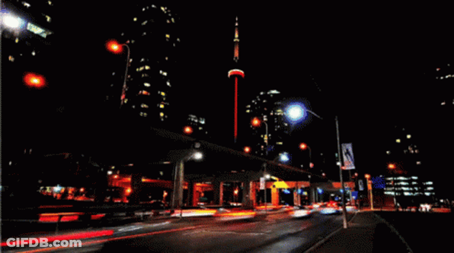 Night City Road Lights GIF