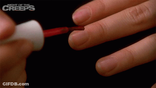 Night Of The Creeps Poster Person Painting Nails Red GIF