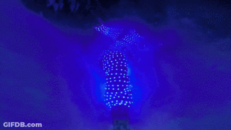 Night Skiing Neon Lights GIF