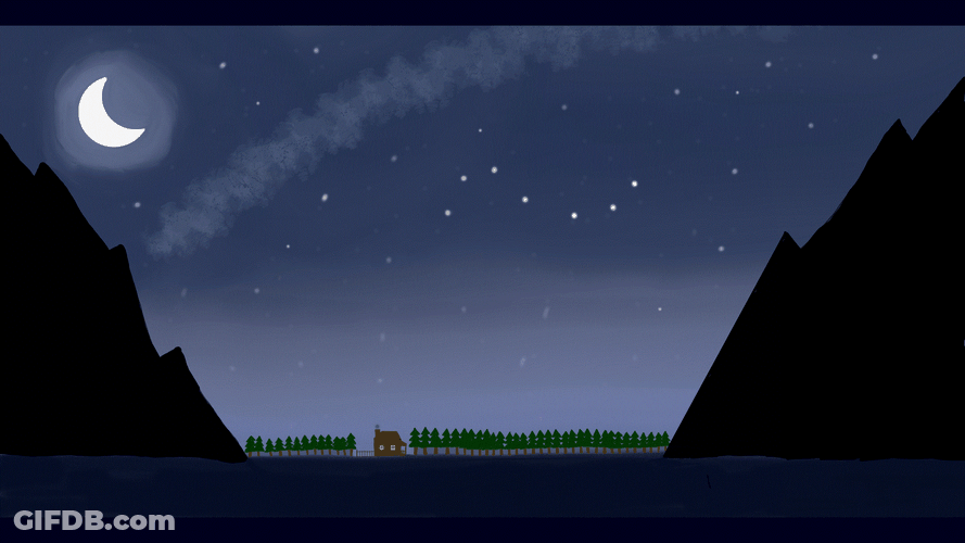 Night Sky Animated Art Mountains GIF
