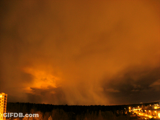 Night Sky Orange City Lights GIF