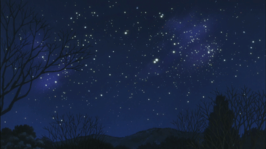 Night Sky Sparkling Stars Anime Landscape GIF