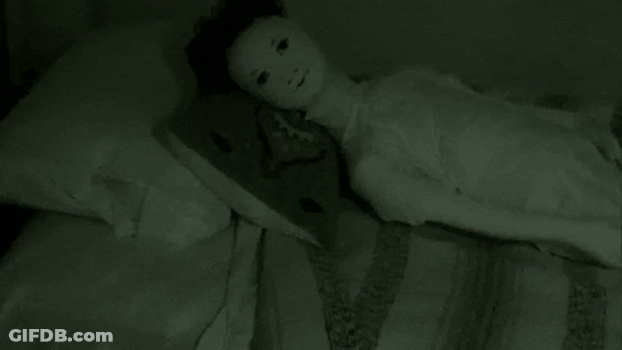 Night Vision Creepy Doll Lay Down GIF